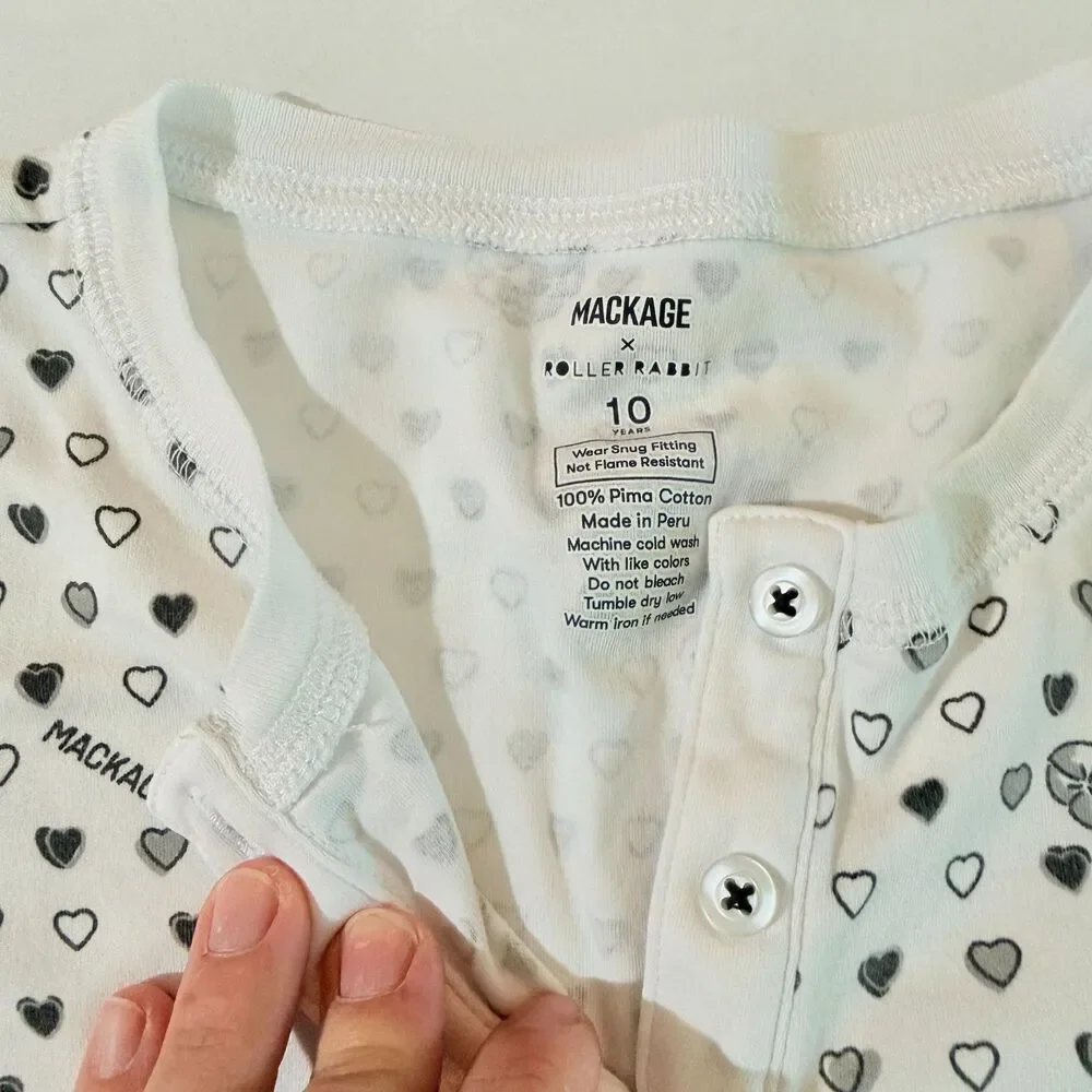 Mackage x Roller Rabbit, Black & White Heart Print Pajama Set, Kid's10